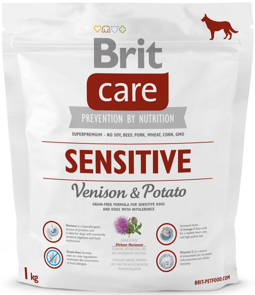 Brit Care (Брит Кеа) Sensitive (1 кг) корм гипоаллергенный для собак всех пород с олениной и картофелем